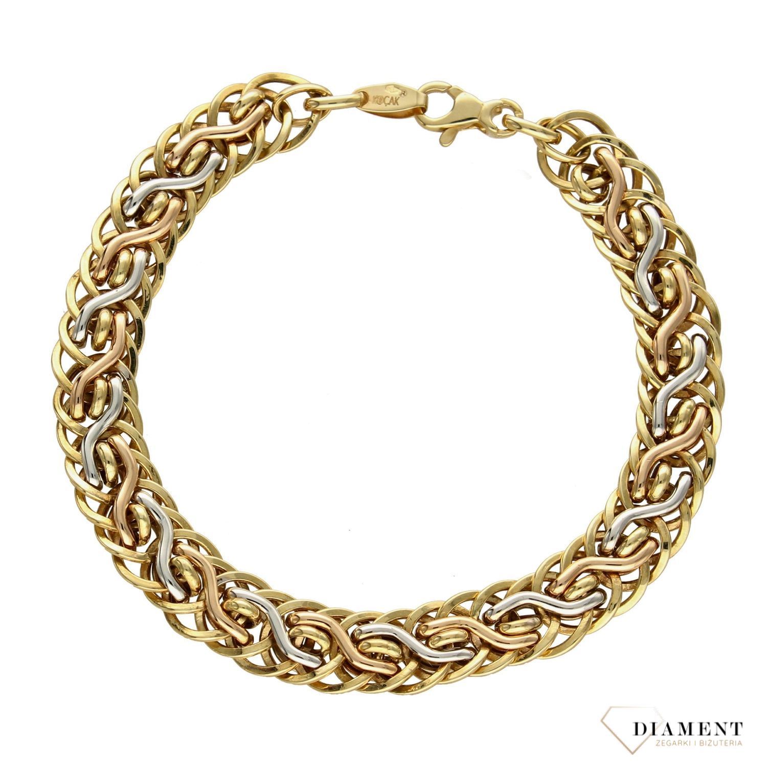 Złota bransoletka damska 585 'plecionka' BR 1761 białe, żółte i różowe złoto✓ Złote Bransoletki Damskie w Sklepie z Biżuterią zegarki-diament.pl✓Piękne i Eleganckie Bransoletki dla Kobiet✓  Idealny pomysł na pre.jpg